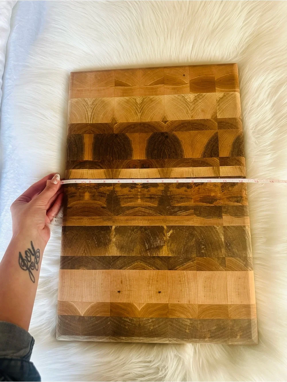 Handmade End Grain maple Wood Cutting Board - Natural Brown Tones
